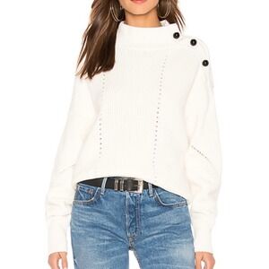 Joie Porcelain White Lusela Mock Neck Cashmere Blend‎ Dolman Sweater Size Medium